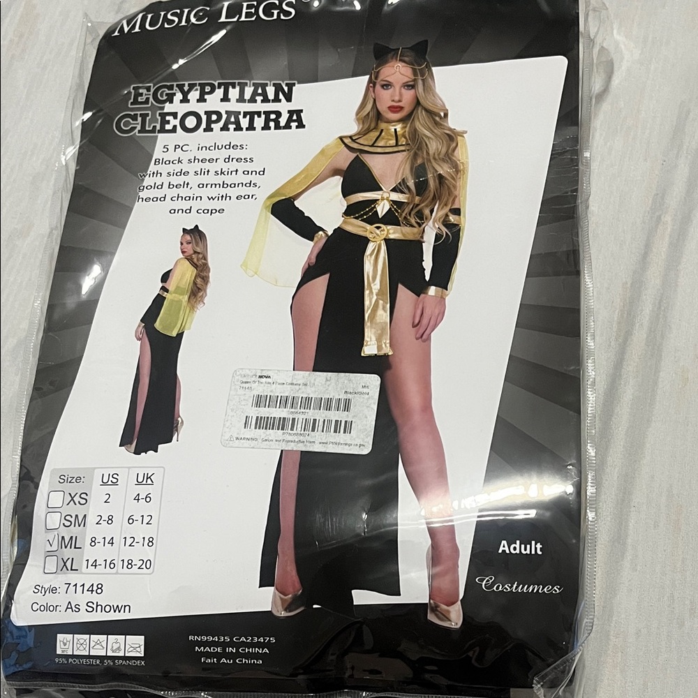 Music Legs Cleopatra Costume in Black and Gold